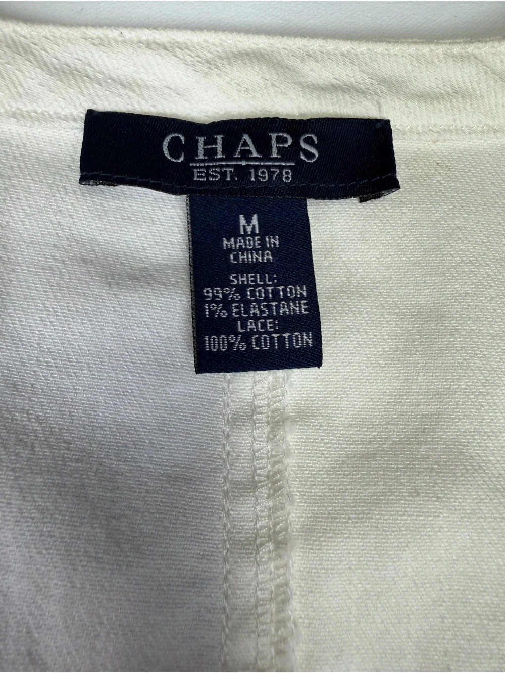 Chaps White Embroidered Button-Front Women’s Shirt/Jacket , puff sleeve NWT Med